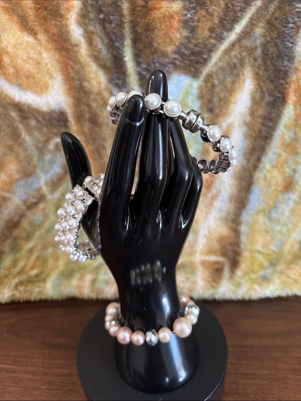Bracelet Set Pearl and Silver Beaded- White Pearls Bundle - Picture 1 of 9